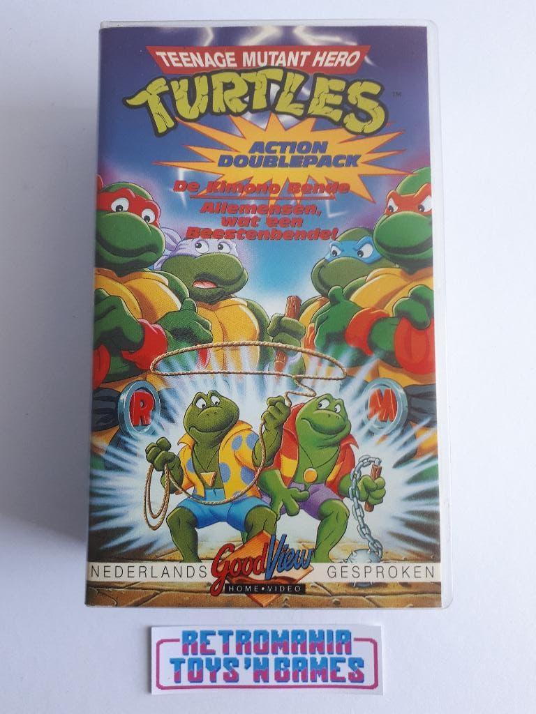 vhs tmnt turtles - action doublepack, Cd's en Dvd's, VHS | Kinderen en Jeugd, Alle leeftijden, Verzenden, Zo goed als nieuw