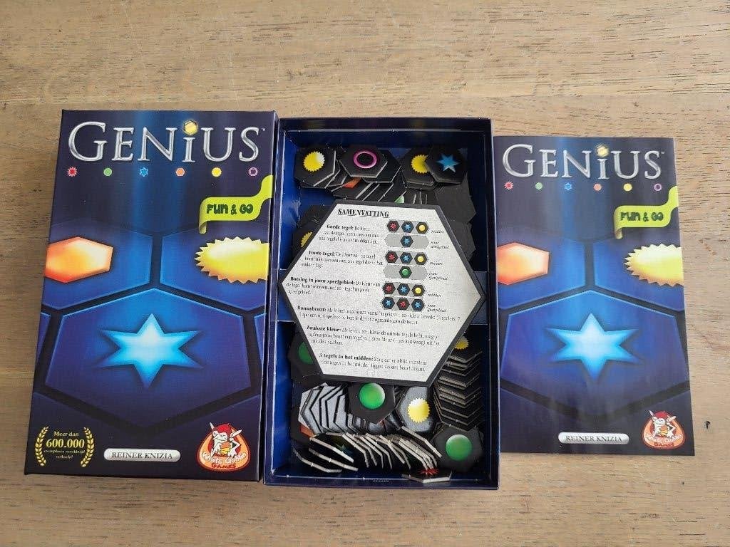 Genius Fun & Go Reisspel - Reiner Knizia, Ophalen of Verzenden, Zo goed als nieuw, Een of twee spelers, Reisspel