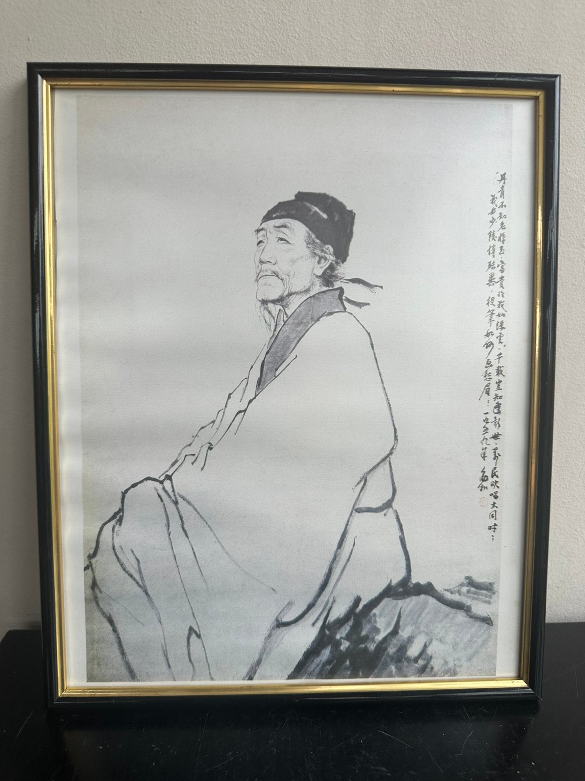 Vintage Prent schilderij Chinese dichter Du Fu, Ophalen of Verzenden