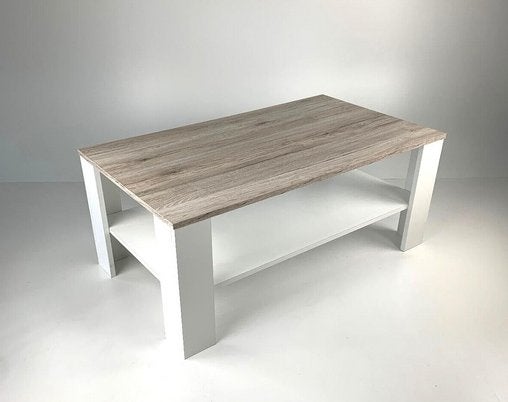Mooie 2kleur Duitse salontafel zand/wit 57x100 NIEUW in doos, Ophalen, 100 tot 150 cm, Nieuw, 50 tot 100 cm