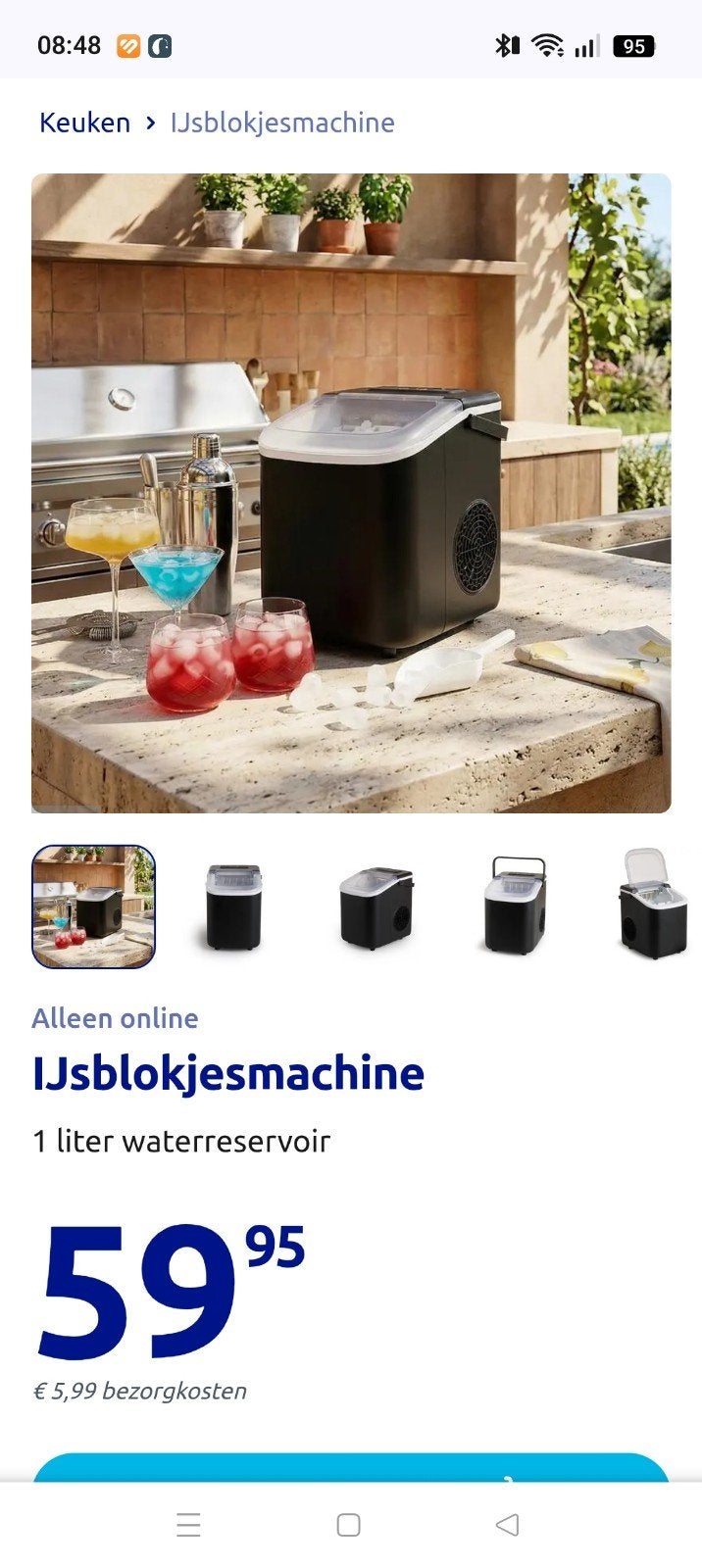 Compacte ijsblokjesmachine met 1 liter waterreservoir, Ophalen, Zo goed als nieuw