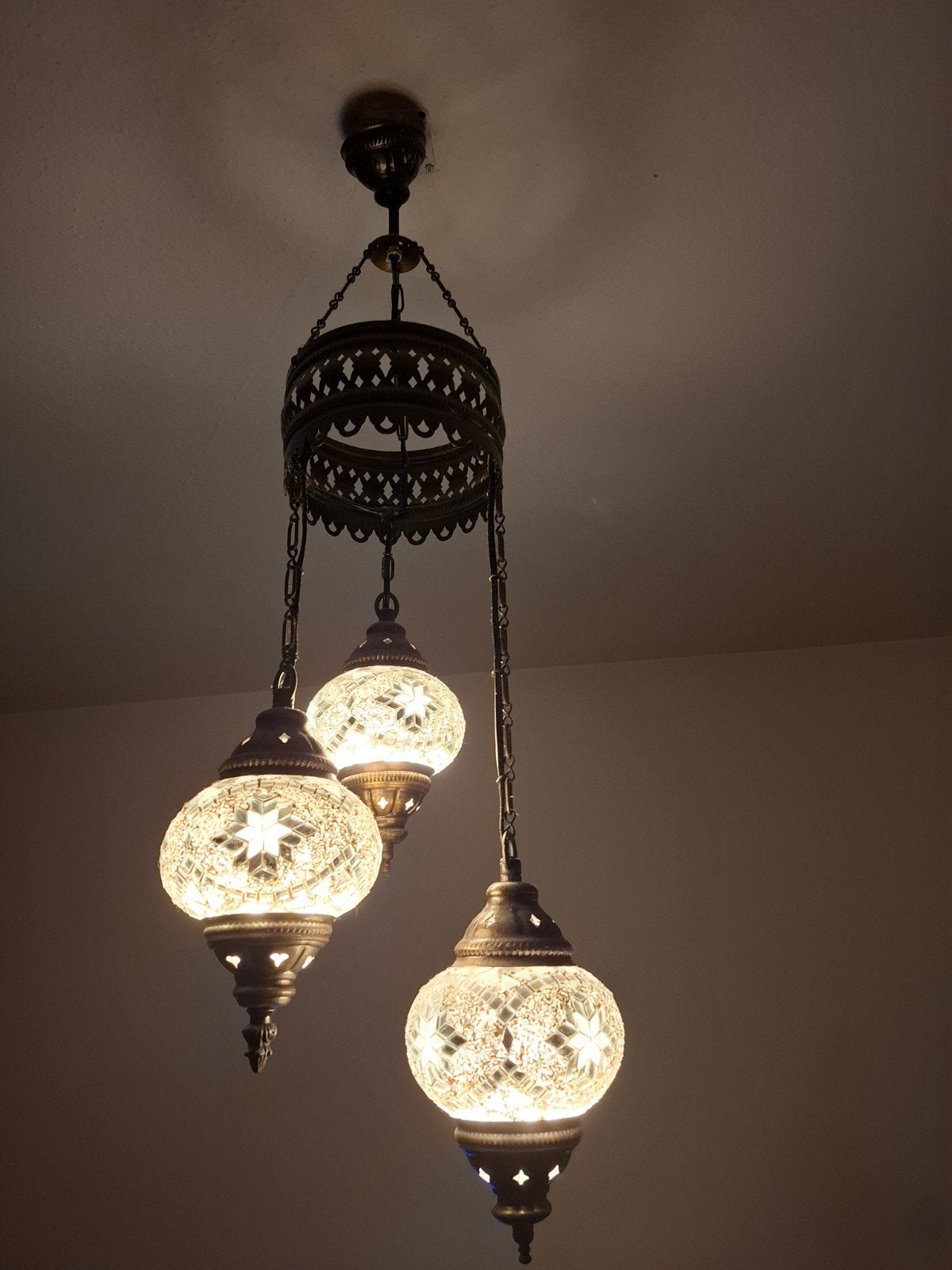 Turkse Mozaïek Hanglamp - Handgemaakt, Ophalen, Overige fittingen, Zo goed als nieuw, Turks, Oosters, Mozaïek, Bohemian