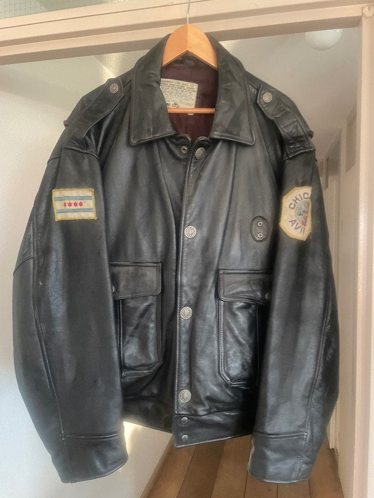 vintage leren jack, Ophalen, Zwart, Overige maten, AVIREX