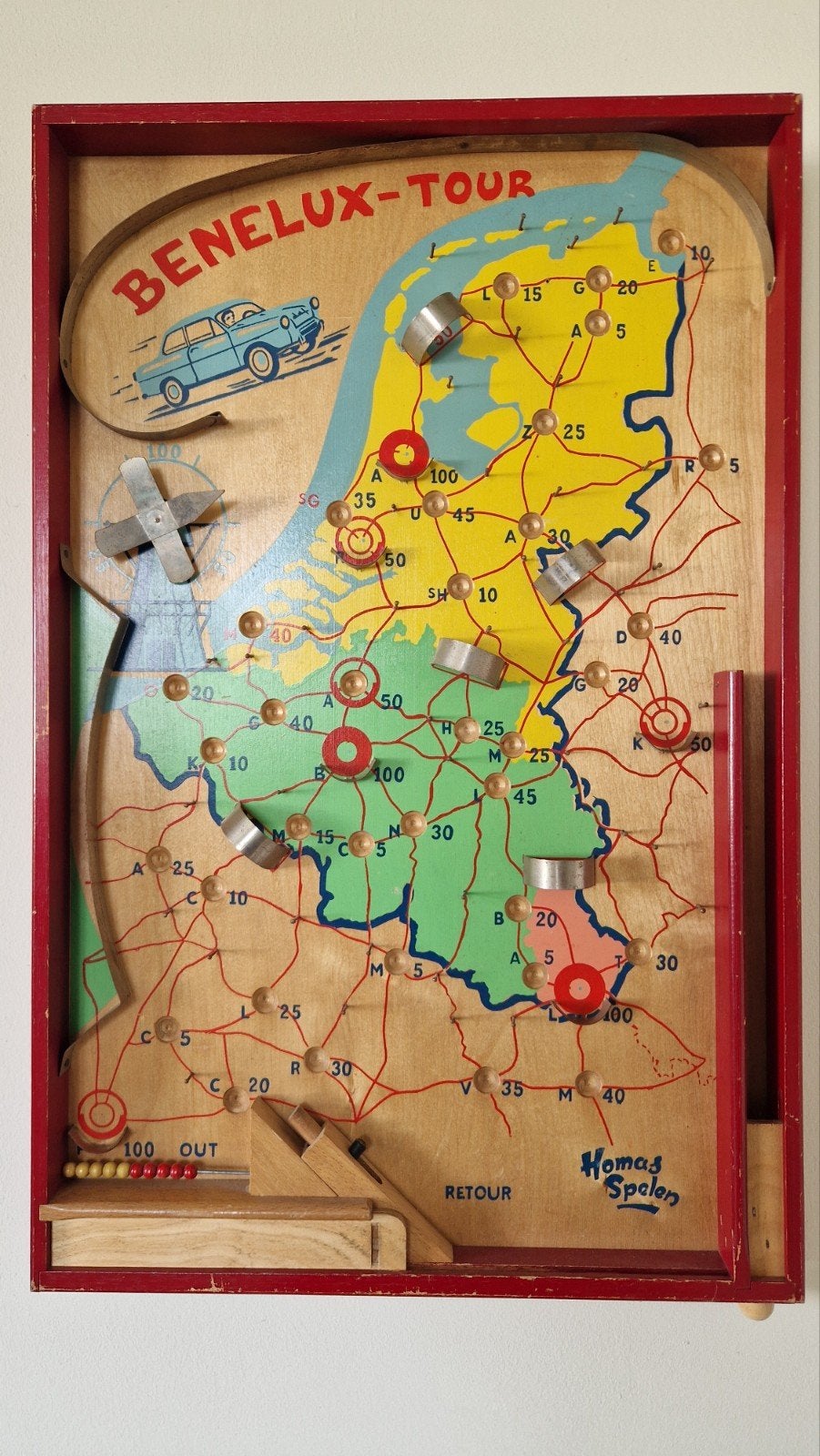Vintage Homas Spelen Benelux-Tour Flipperkast Spel, Ophalen of Verzenden, Gebruikt