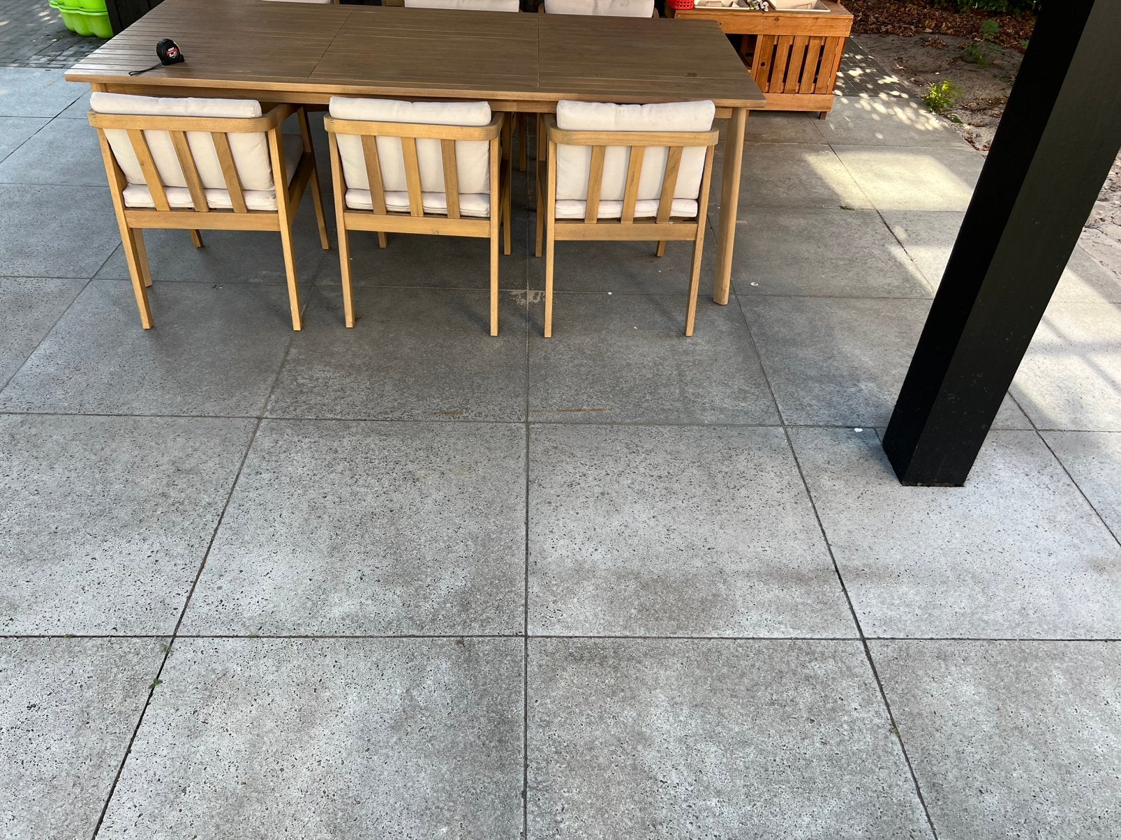 12 betontegels tuin terras 6 80x80 en 6 60x80 5cm lichtgrijs, Ophalen, Gebruikt, 5 tot 10 m², Beton