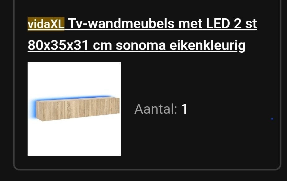 TV wandmeubel met led, Ophalen, Eikenhout, Nieuw, 50 tot 100 cm