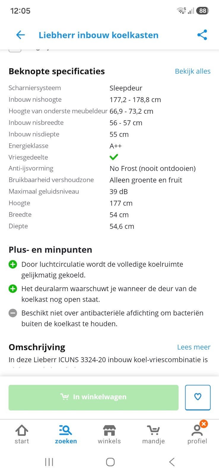 Liebherr koel-vries combi weg ivm nieuwe keuken