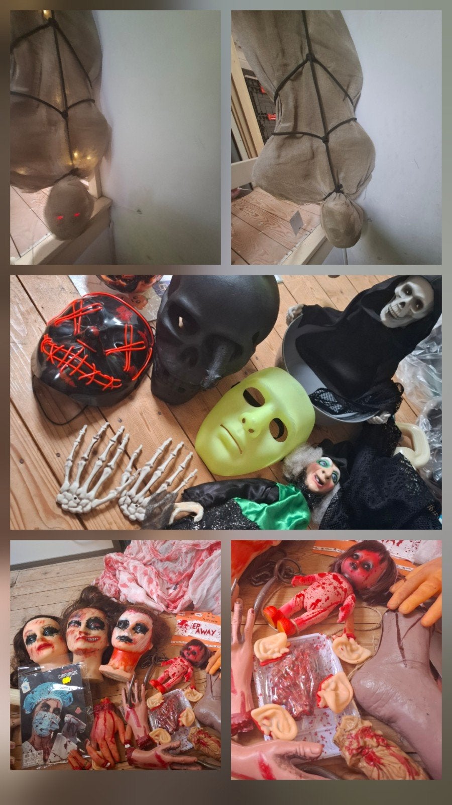 Groot Halloween pakket - Decoratie, maskers en meer!, Ophalen, Zo goed als nieuw, Versiering, Halloween of Griezel