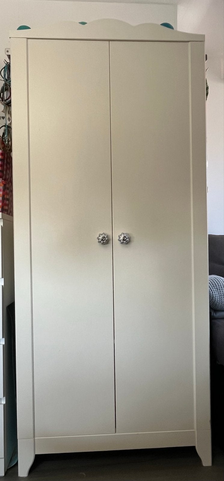 Witte (kinder) kledingkast, 1 roede en 2 planken, Ophalen, Gebruikt, 50 tot 100 cm, 150 tot 200 cm