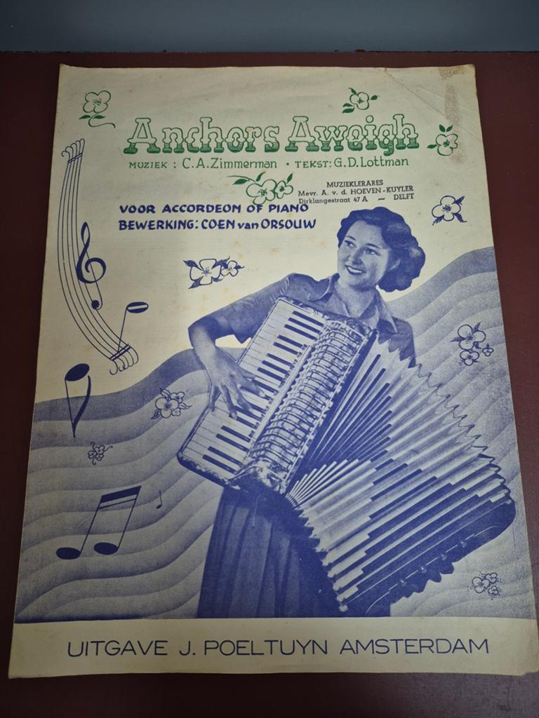 Anchors Aweigh bladmuziek voor Accordeon of Piano, Ophalen of Verzenden, Gebruikt, Artiest of Componist, Accordeon