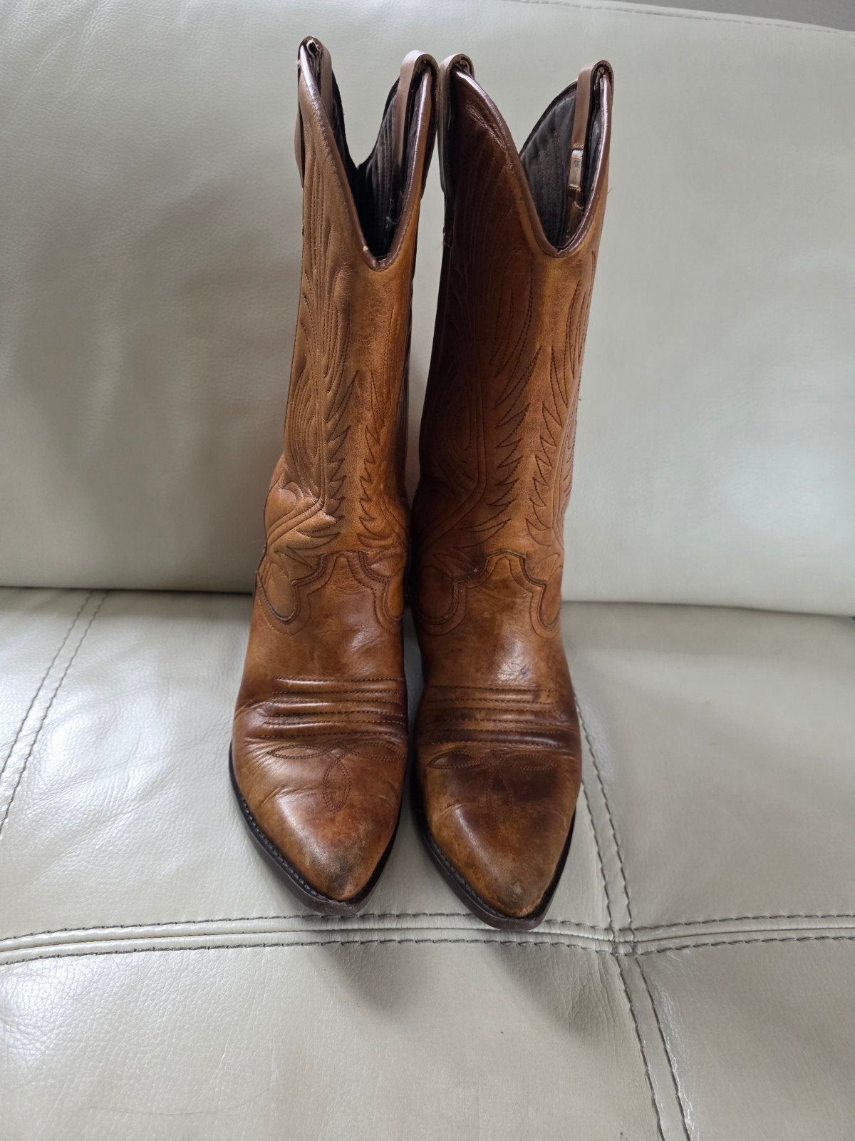 Vintage Guess Western Laarzen - Bruin Leer, Maat 38, Hoge laarzen, Guess, Bruin, Ophalen of Verzenden