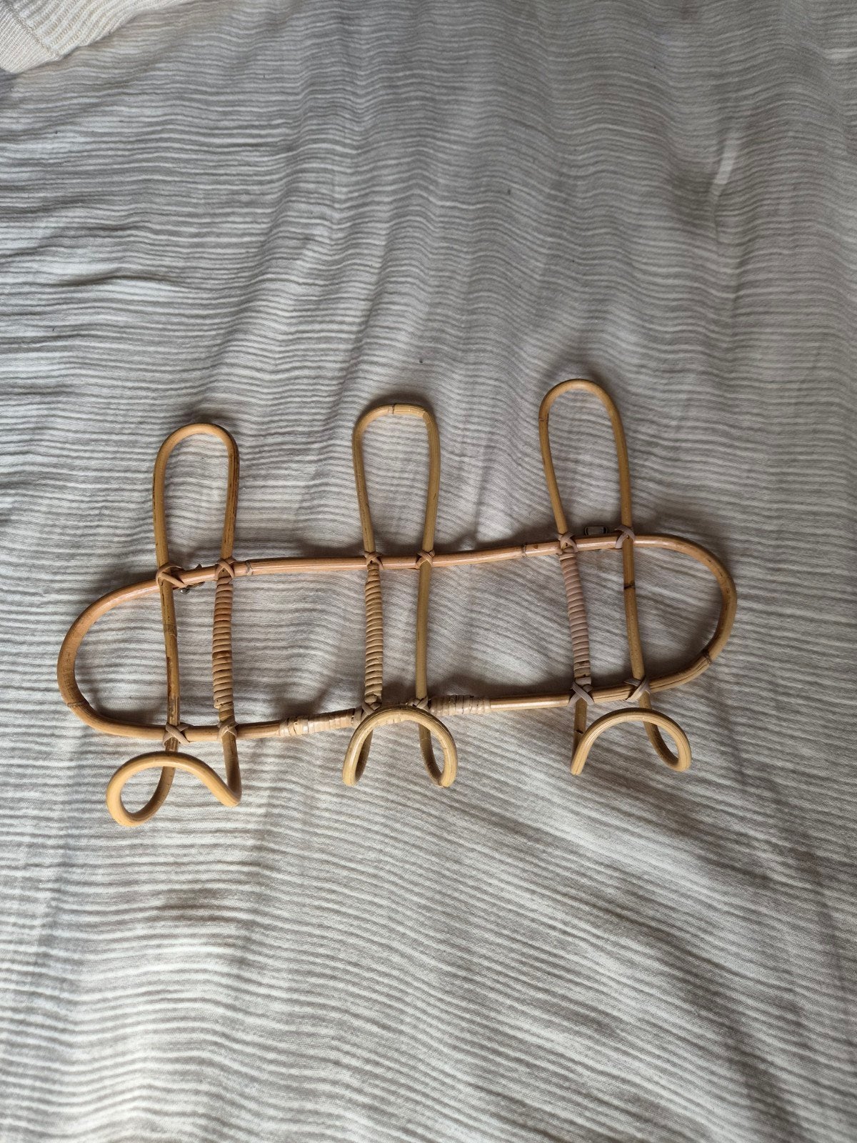 Rotan wandkapstok met 3 haken, Gebruikt, Minder dan 100 cm, Hout, Ophalen
