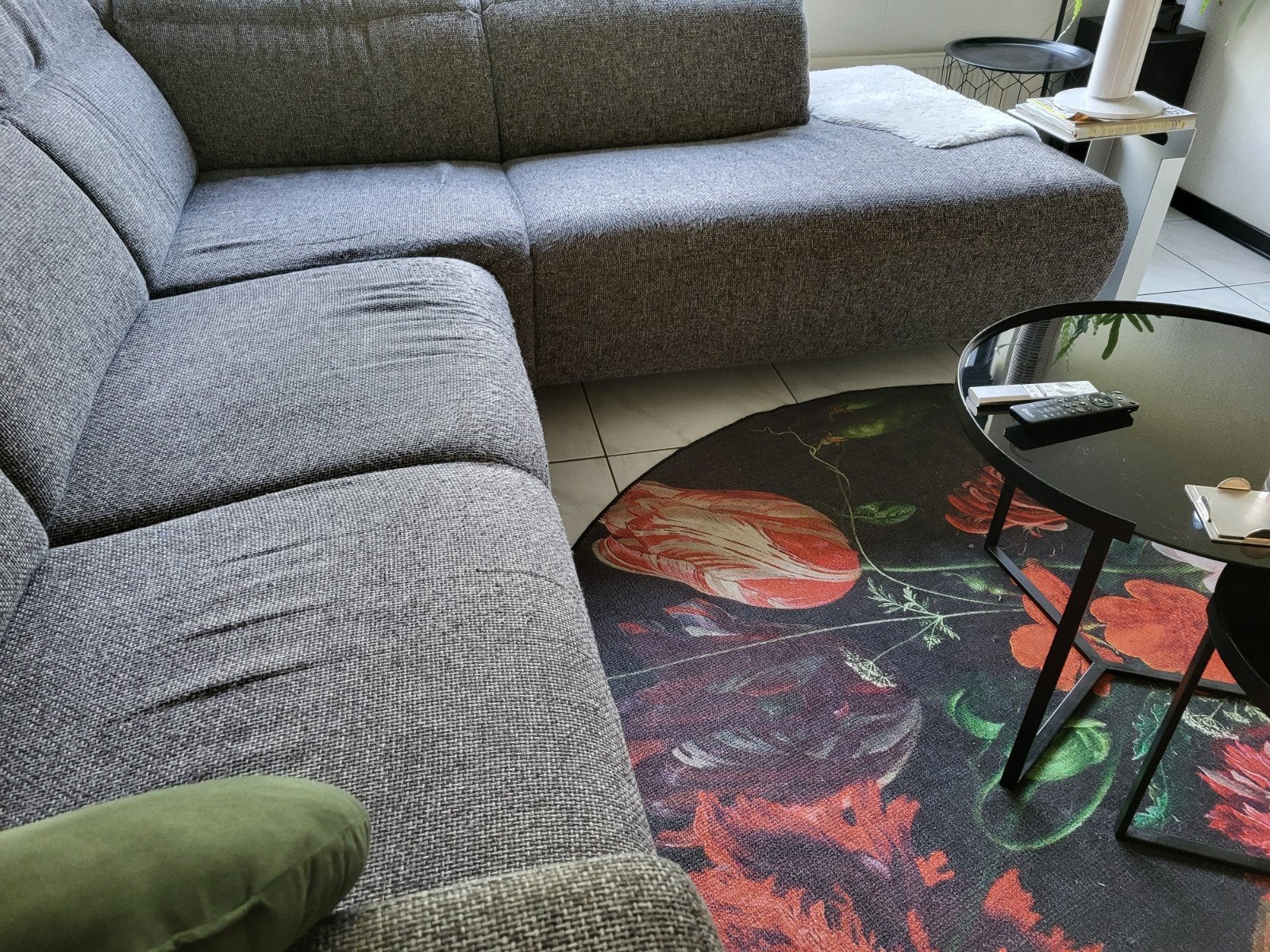 Moderne Montel hoekbank in tweed stof, Gebruikt, Hoekbank, 75 tot 100 cm, Ophalen of Verzenden