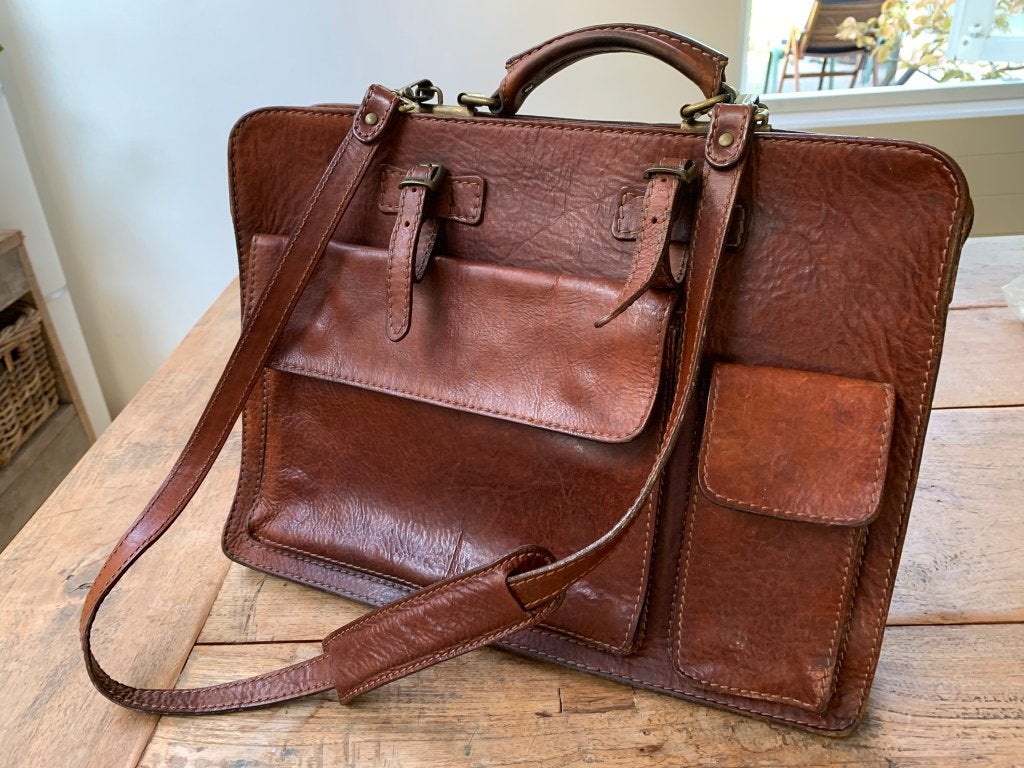 Aktetas | laptoptas | leer, Computers en Software, Laptoptassen, Gebruikt, Bruin, 15 inch, Aktetas