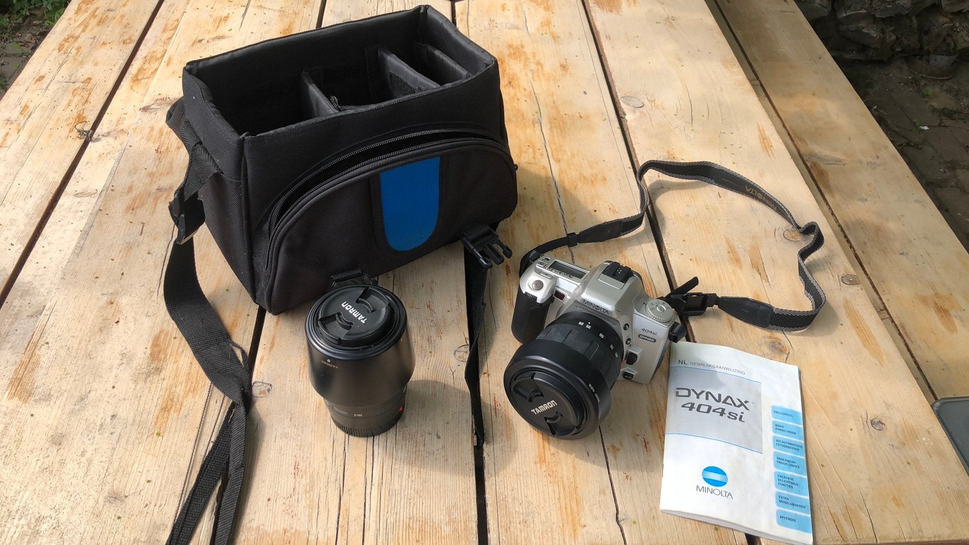Minolta Dynax 404si Spiegelreflexcamera met 2 lenzen, Ophalen of Verzenden, Gebruikt, Spiegelreflex, Minolta