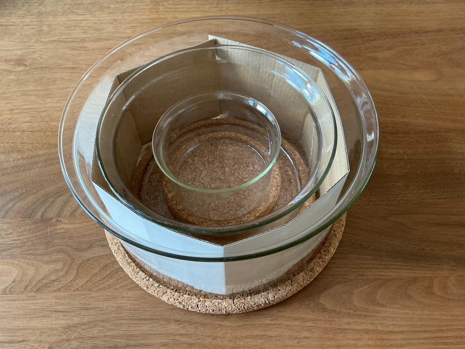 Bodum hotpot set - 3 glazen schalen met kurken onderzetters, Ophalen of Verzenden, Nieuw