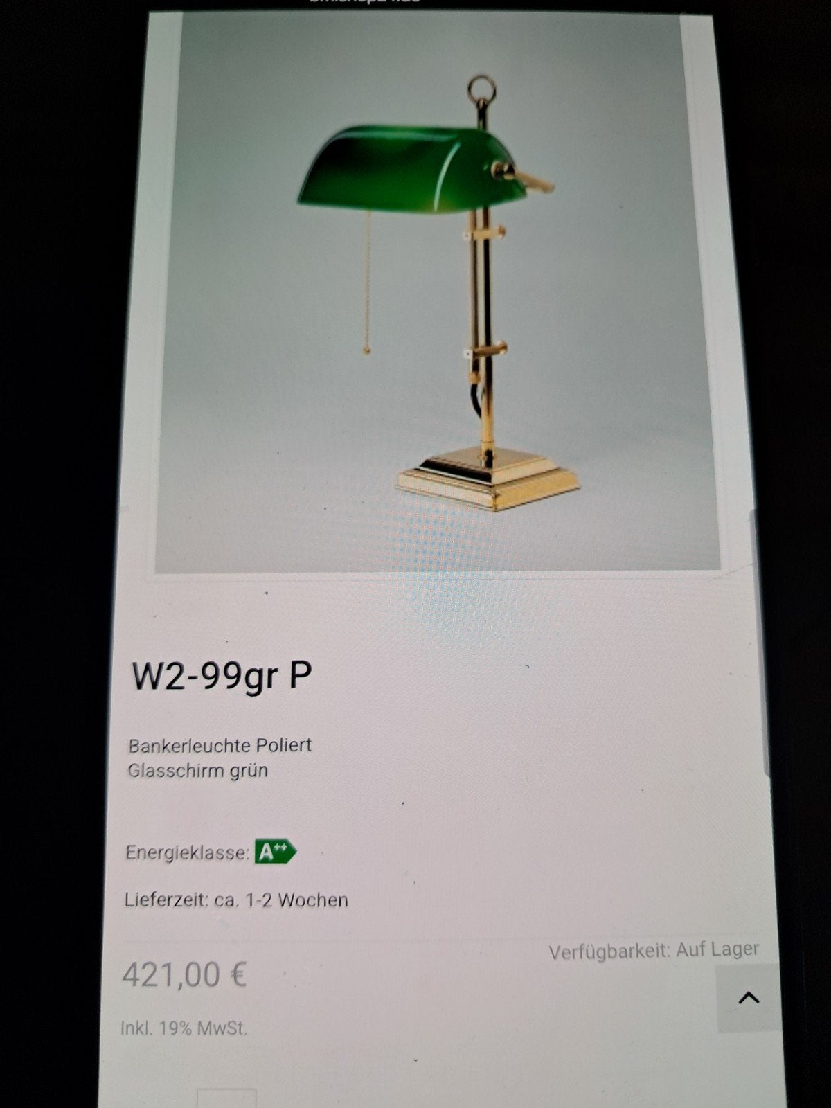 nieuwe messing bankierslamp/notarislamp handgemaak geblazen, Ophalen