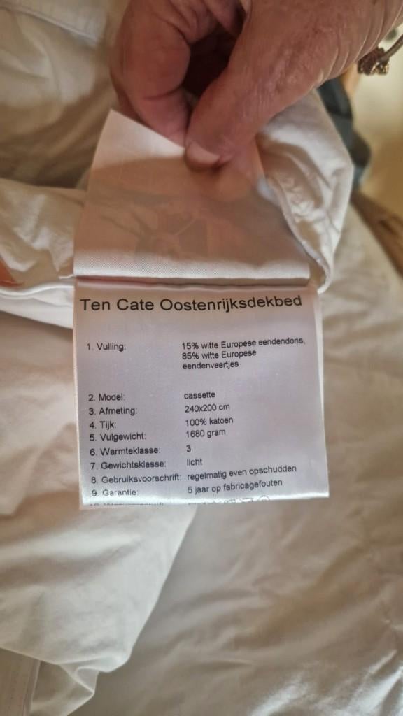 Ten Cate donzen Oostenrijksdekbed 240x200 cm, Ophalen, Wit, Tweepersoons, Deken of Dekbed