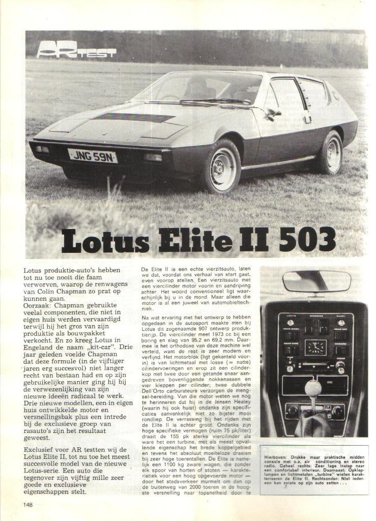 Autorevue test Lotus Elite 1976, Ophalen of Verzenden, Gelezen, Overige merken