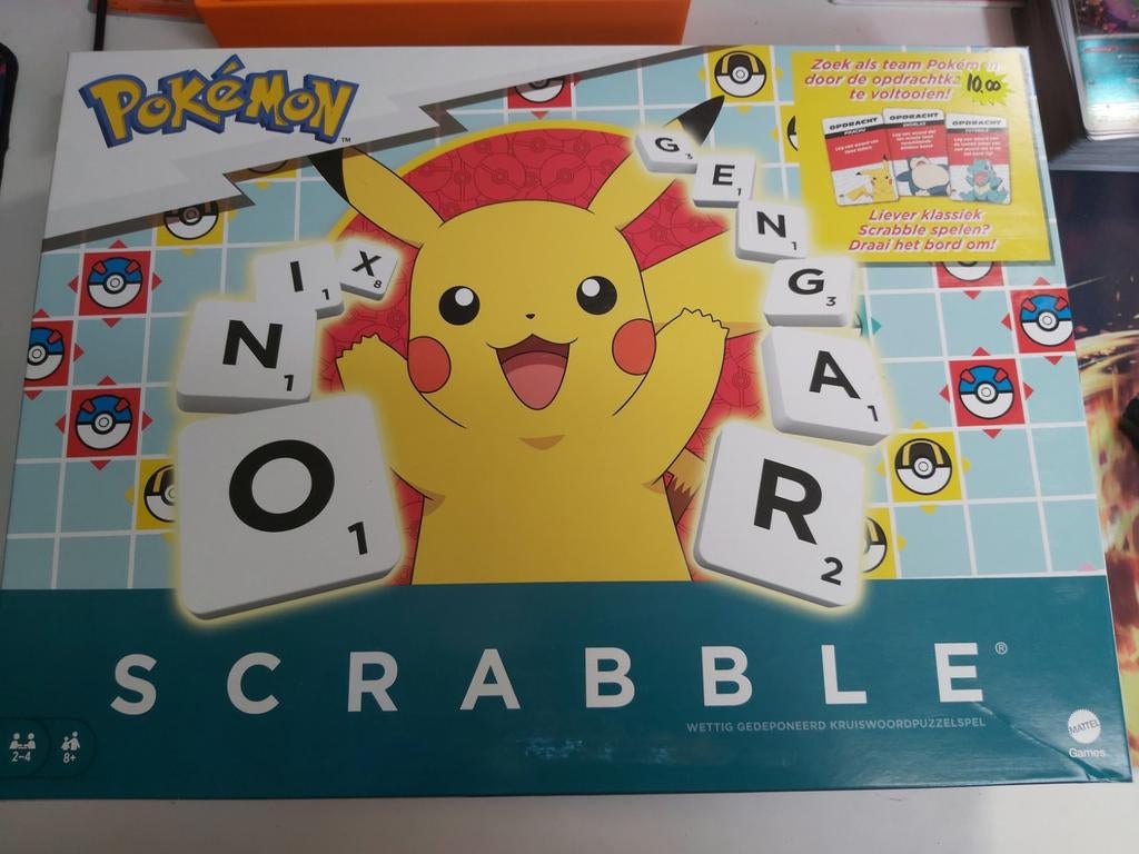 Pokémon Scrabble - Woordspel voor fans, Drie of vier spelers, Ophalen of Verzenden, Gebruikt, Mattel