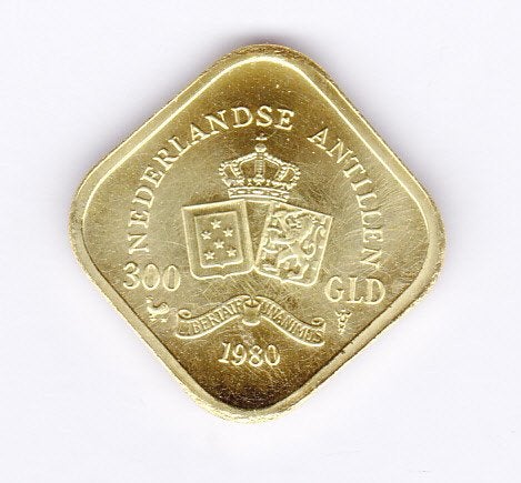 Nederlandse Antillen 300 gulden 1980 GOUD, Ophalen of Verzenden, Koningin Juliana, Goud