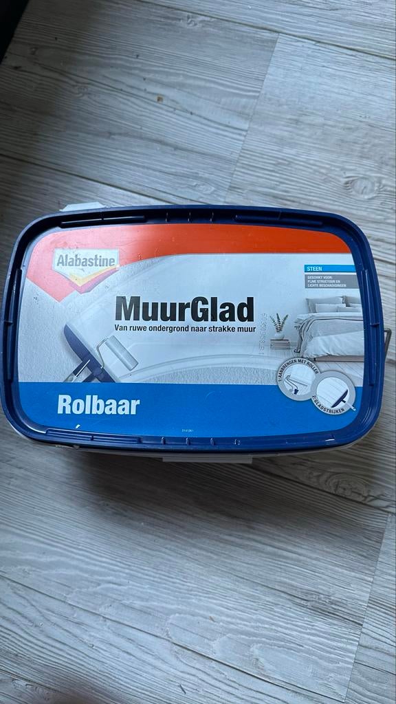Alabastine MuurGlad Rolbaar, Doe-het-zelf en Verbouw, Verf, Beits en Lak, Gebruikt, Wit, Ophalen of Verzenden, Verf