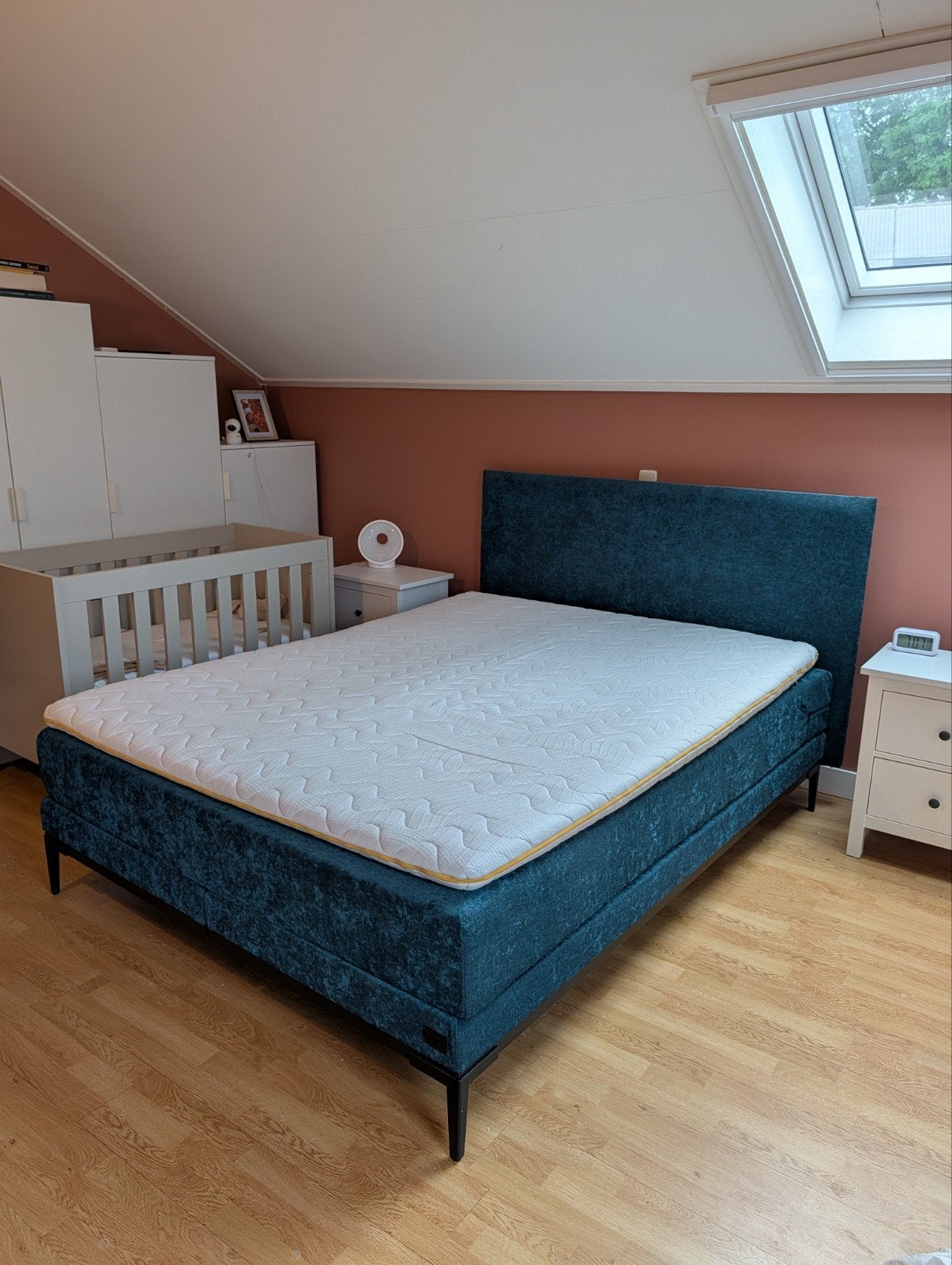 Boxspring 160x210 Swiss Sense Lifestyle VT wonen, Ophalen, Gebruikt, Blauw, 210 cm