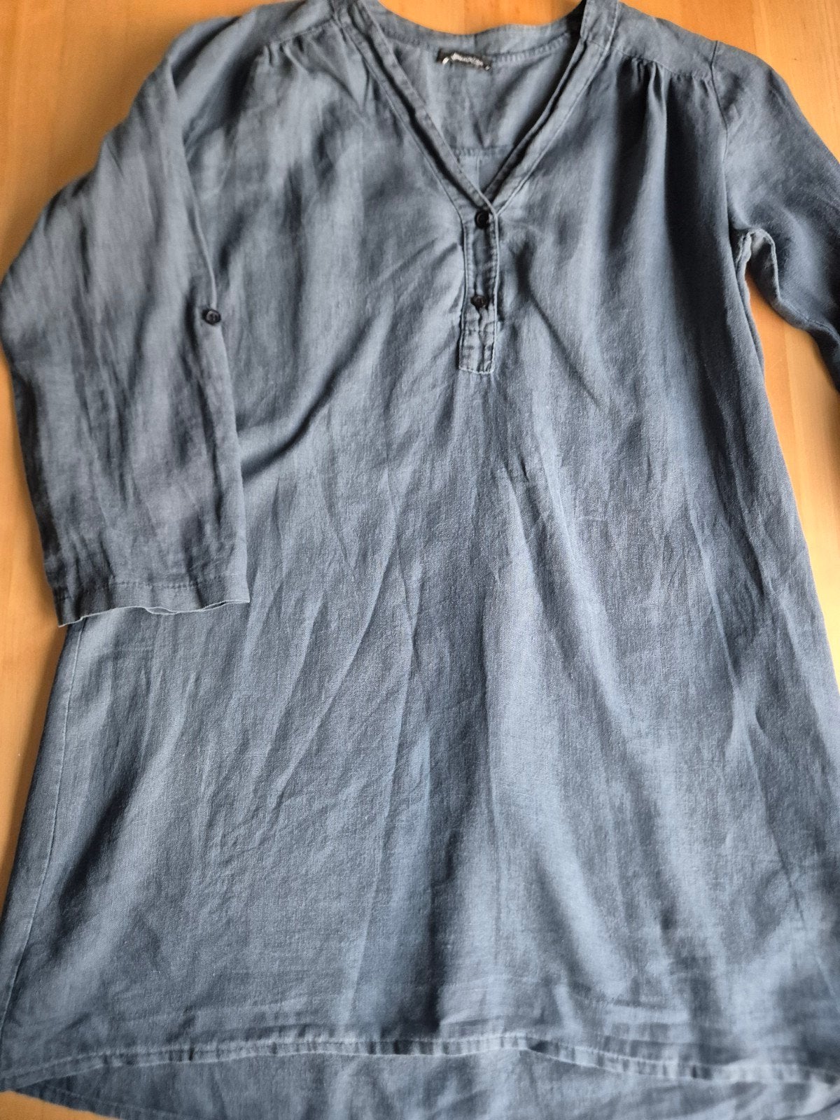 Perla Nera Linnen Tuniek/Jurk Maat L luchtig zomerjurkje, Perla Nera, Blauw, Maat 42/44 (L), Ophalen of Verzenden