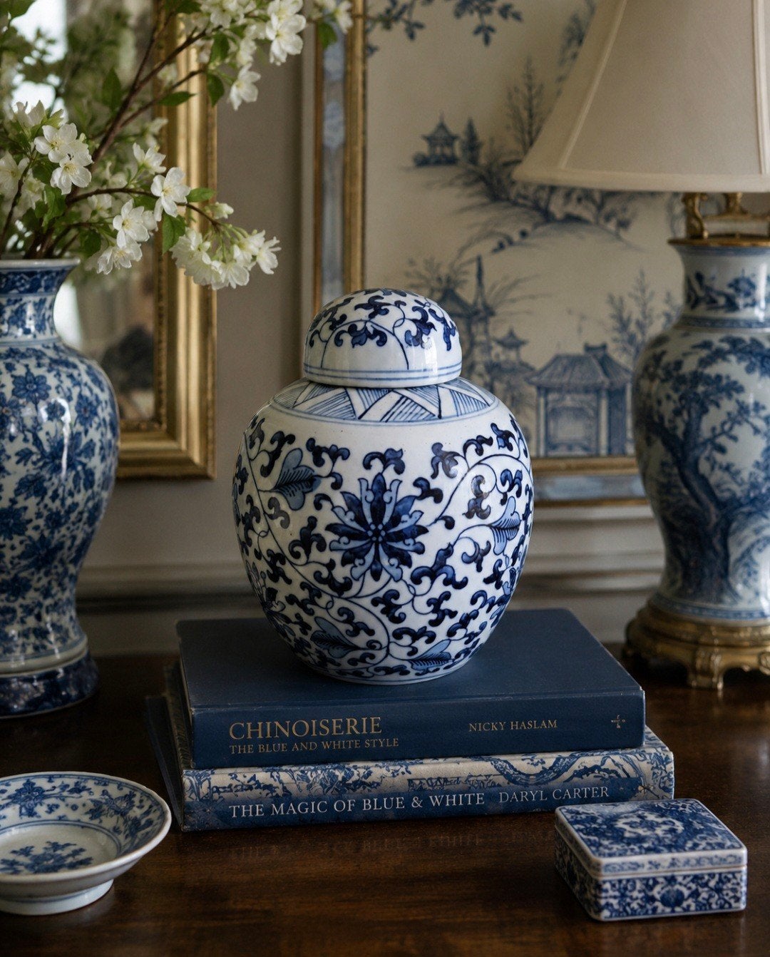 Mooi blauw wit chinoiserie gemberpotje, Ophalen of Verzenden, Zo goed als nieuw