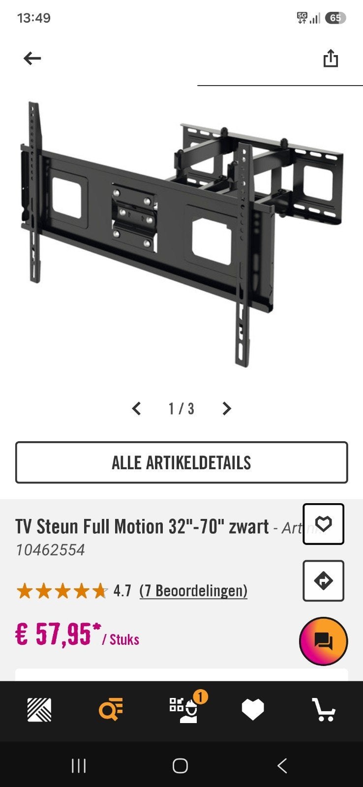 Draaibare TV-beugel 32-70 inch, Ophalen of Verzenden, Nieuw