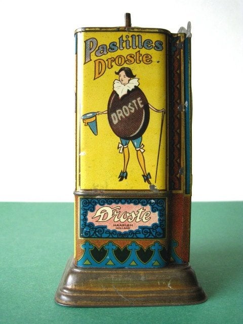 Droste blikken chocolade Spaarautomaat 1928, Verzamelen, Spaarpotten, Gebruikt, Overige thema's, Metaal of Blik, Ophalen of Verzenden