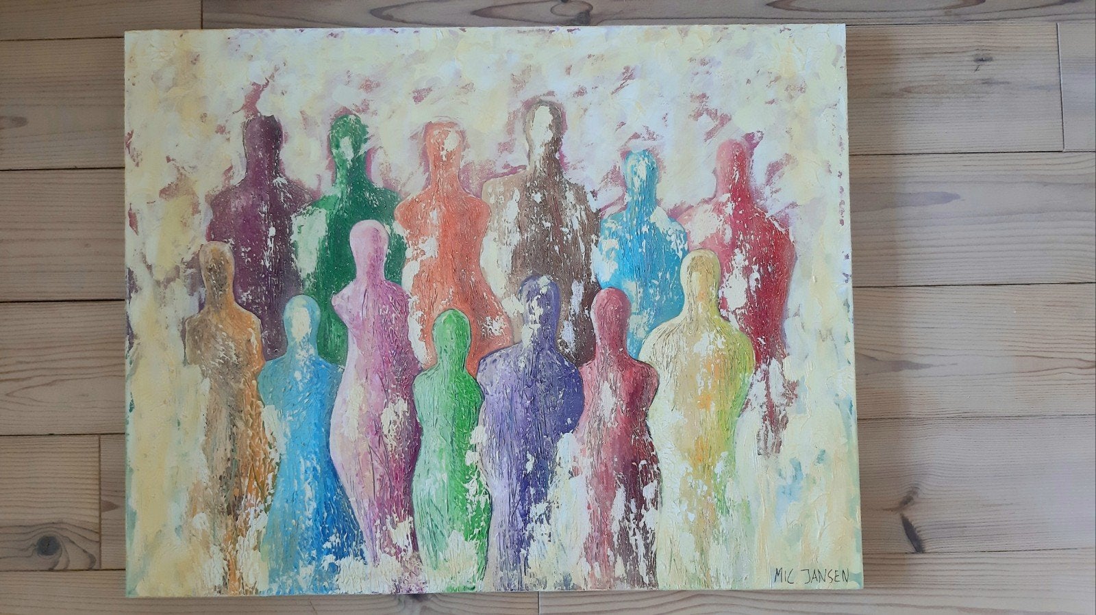 Schilderij 90x70x4cm acrylverf handgeschilderd op canvas, Huis en Inrichting, Woonaccessoires | Schilderijen, Tekeningen en Foto's