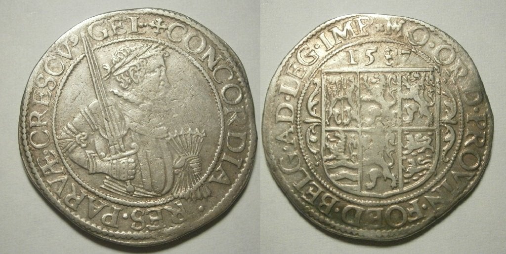 Gelderland Leicesterreijksdaalder 1587 Zilver - RRR, Vóór koninkrijk, Zilver, Ophalen of Verzenden, Losse munt
