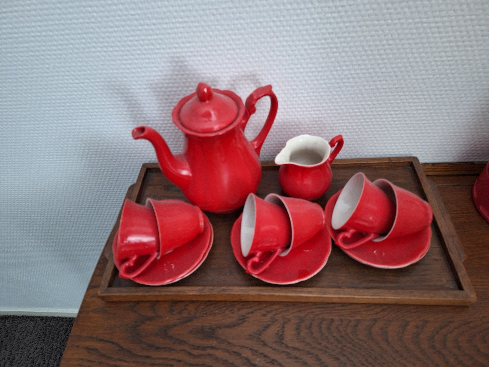 Vintage Mosa Maastricht Rood Koffie/Theeservies, Ophalen of Verzenden