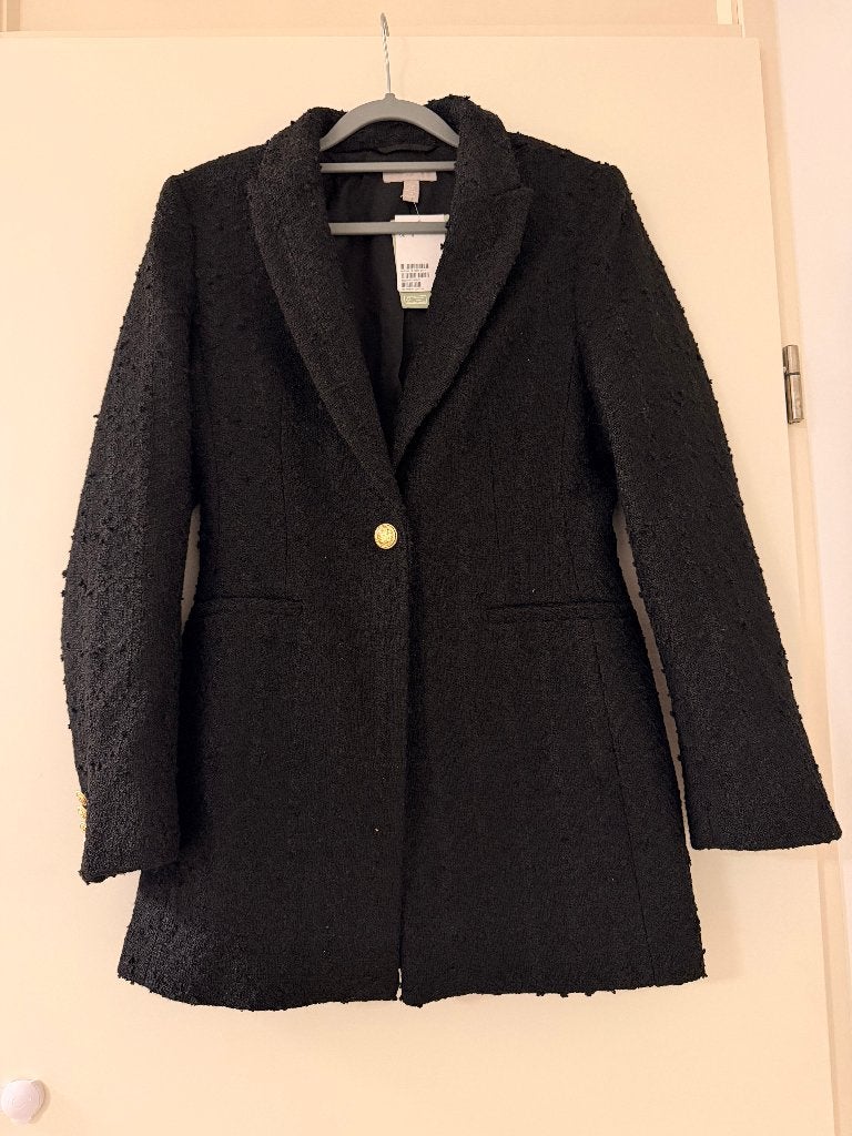 :Chique zwarte tweed blazer, Kleding | Dames, Jassen | Zomer, Ophalen of Verzenden, Nieuw, Maat 34 (XS) of kleiner, Zwart
