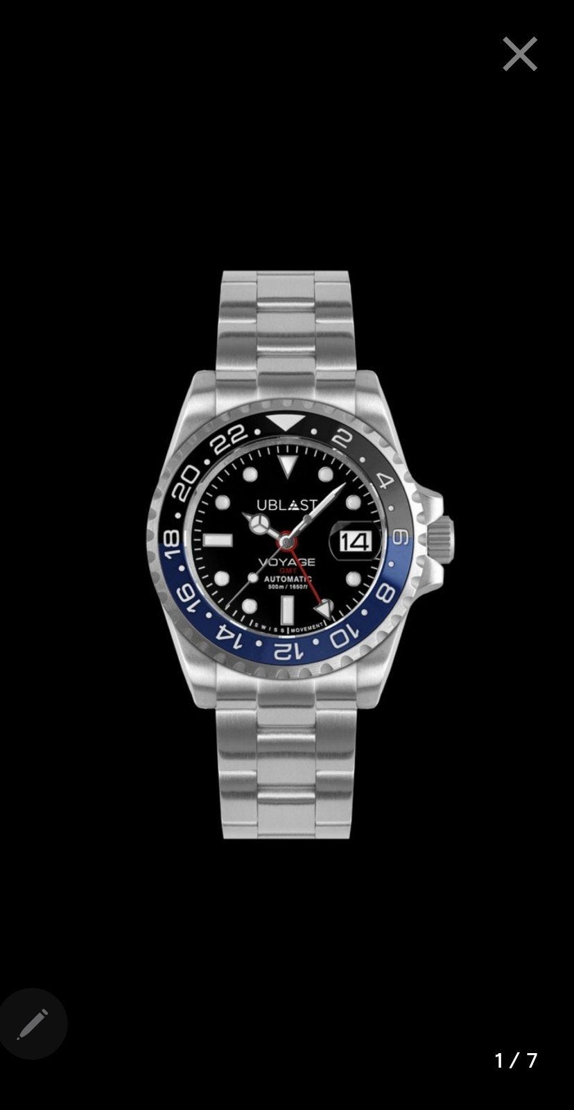 UBLAST Voyage Pro Diver Automatisch Horloge, Ophalen of Verzenden, Staal, Overige merken