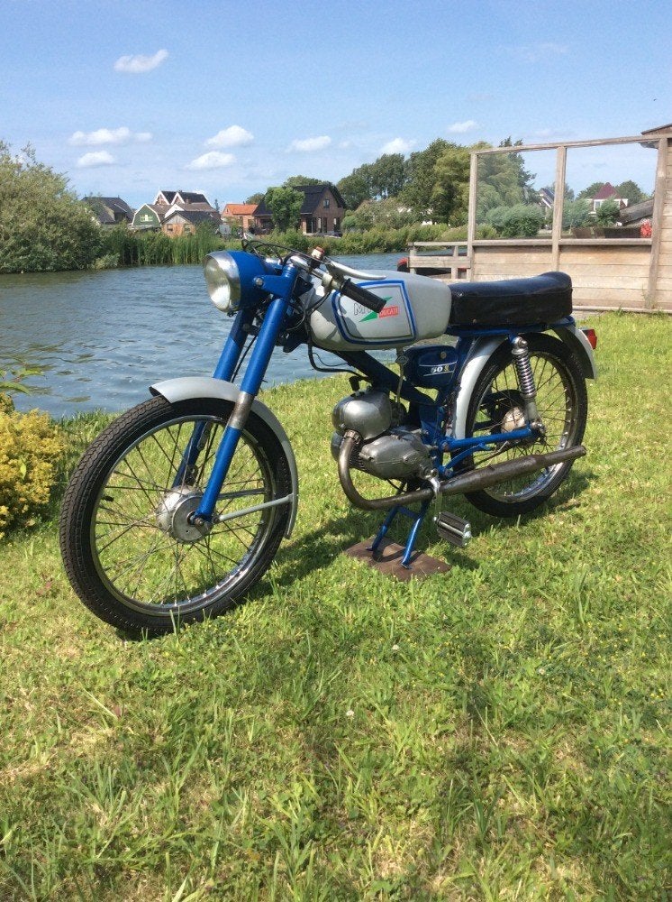 Ducatie blauwe flits 1969, Maximaal 45 km/u, 49 cc, 3 versnellingen, Ophalen