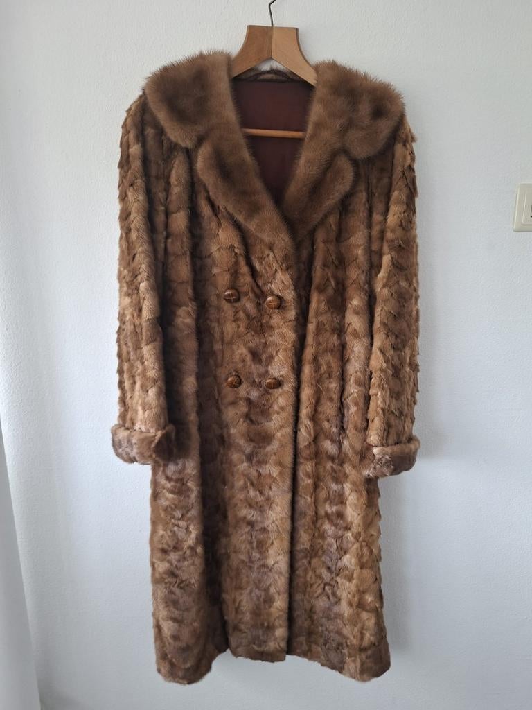 Vintage nerts bontmantel - jaren 60/70, Bruin, Ophalen, Maat 38/40 (M), Onbekend
