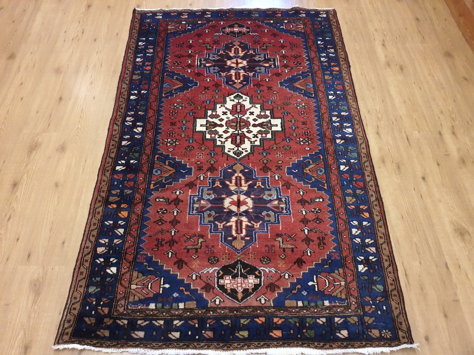 Vintage handgeknoopt perzisch tapijt meshkin 205x133, Info@SlatsAntiek.nl, Tweedehands, 100 tot 150 cm, Perzisch
