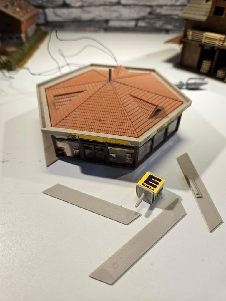 Edeka winkel supermarkt N spoor modeltrein 1:160, Overige merken, Gebruikt, Gelijkstroom of Wisselstroom, Brug, Tunnel of Gebouw