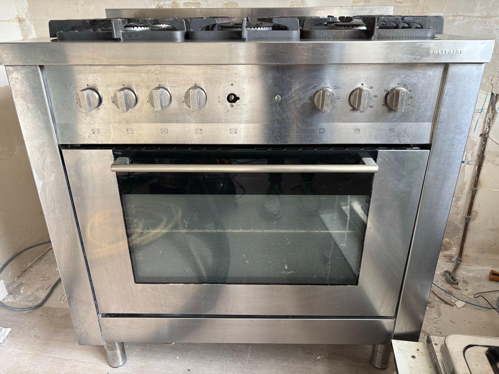 Solitaire Vrijstaand Gasfornuis met Oven - RVS, Ophalen, Gebruikt, 60 cm of meer, Gas