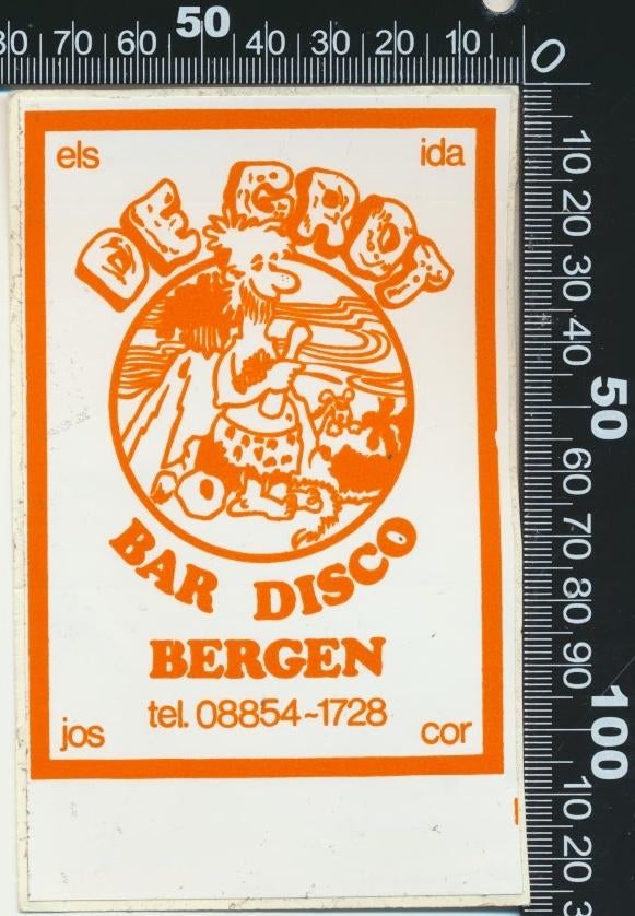 Sticker: Bar Disco De Grot - Bergen (Wit - 1), Ophalen of Verzenden, Zo goed als nieuw, Bedrijf of Vereniging
