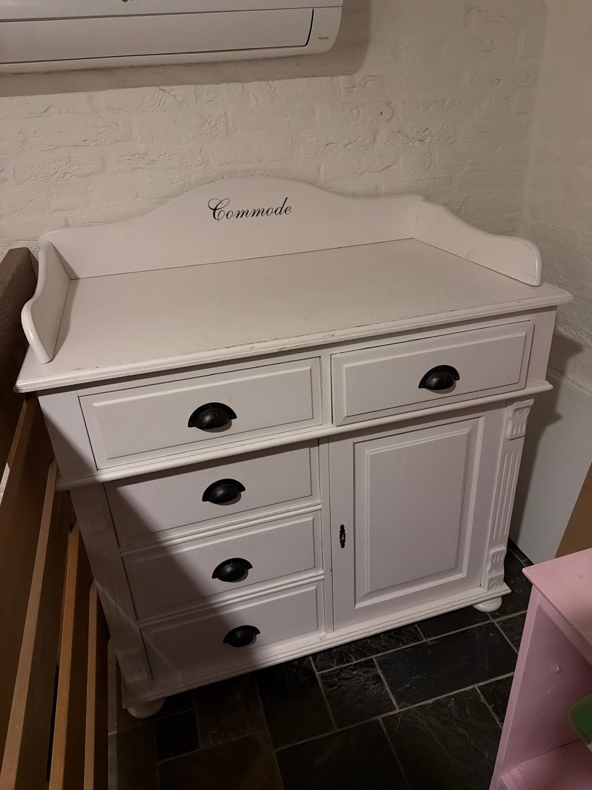 Witte Commode met Lades en Kastje - Gebruikt, Ophalen, Gebruikt, 50 tot 70 cm, 75 tot 100 cm