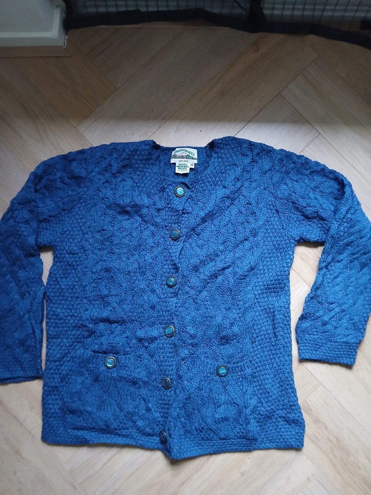 Aran Crafts Ierse Merino Wollen Vest Maat M, Kleding | Dames, Truien en Vesten, Blauw, Ophalen of Verzenden, Gedragen, Maat 38/40 (M)