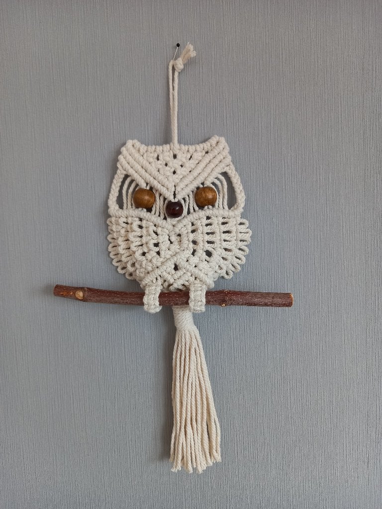 Macramé uil 3, Huis en Inrichting, Ophalen, Nieuw, Wit, Handgemaakt