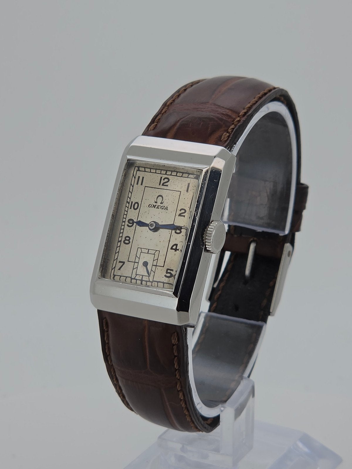 Omega Tank Art Deco Polshorloge, Staal, Polshorloge, Ophalen of Verzenden, Omega