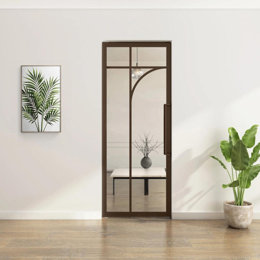 Stalen Taatsdeur - Brons - 5 Vlaks rond - Helder glas, Ophalen, 80 tot 100 cm, 215 cm of meer, Binnendeur