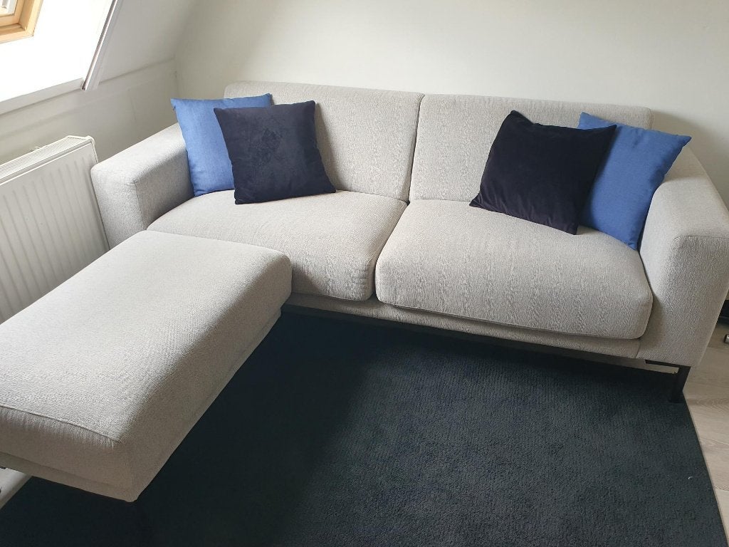 Bank met Footstool, Ophalen, Minder dan 75 cm, Driepersoons, Zo goed als nieuw