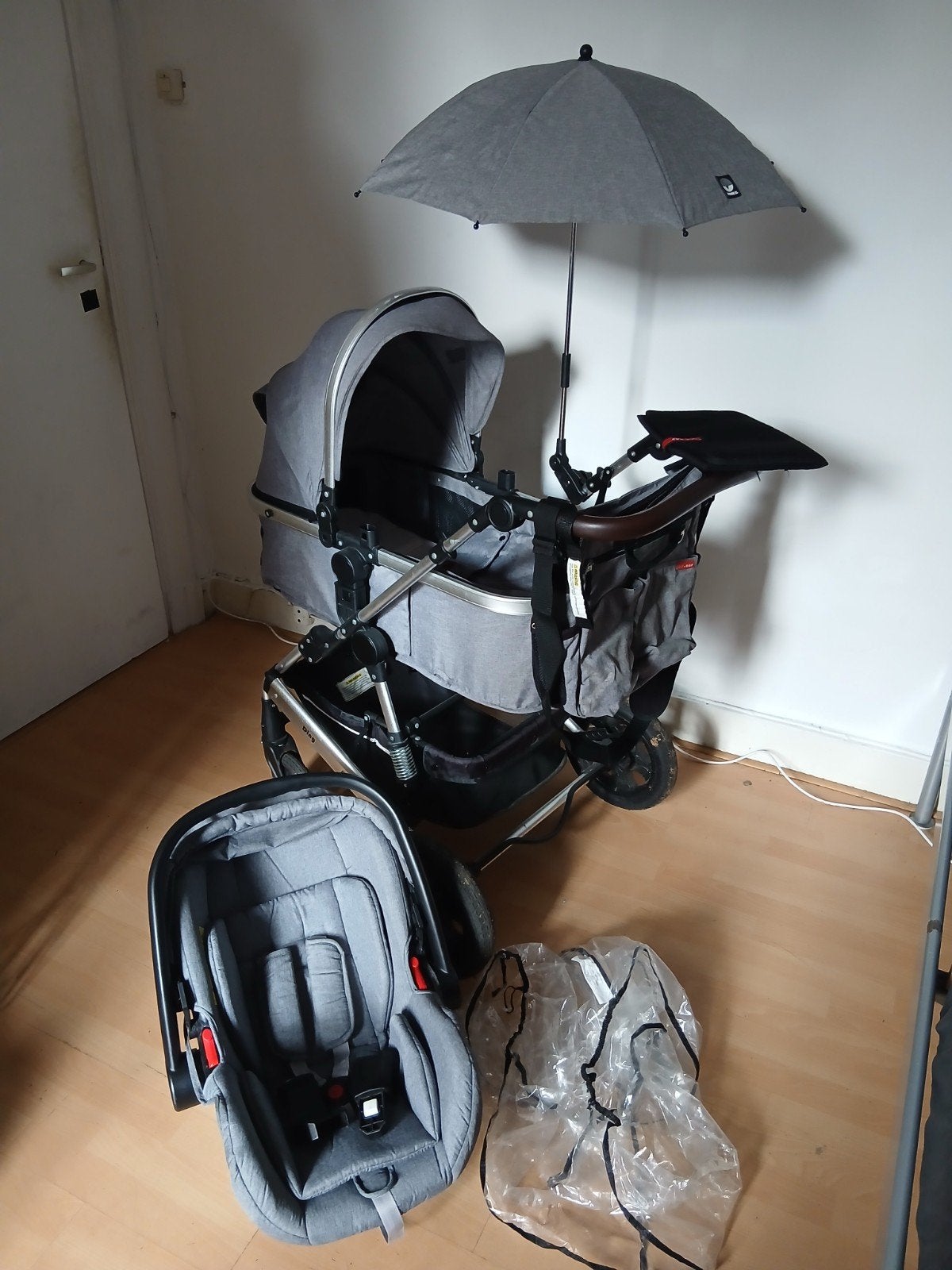 3-in-1 kinderwagen Ding grijs, Gebruikt, Met autostoeltje, Ophalen, Kinderwagen