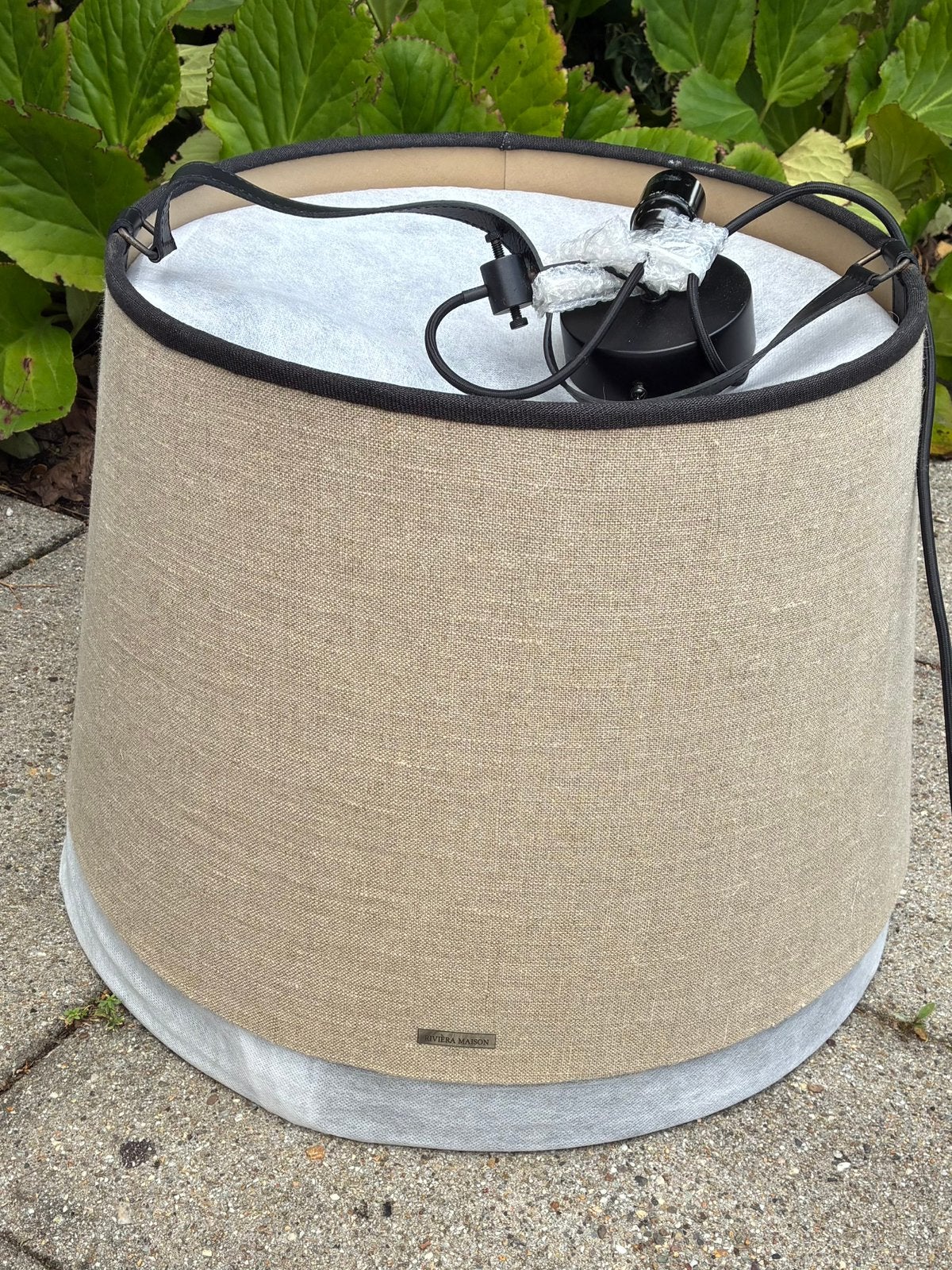 GRATIS Hanglamp groot Riviera Maison, Huis en Inrichting, Lampen | Lampenkappen, Bruin, 40 cm, Rond, Zo goed als nieuw